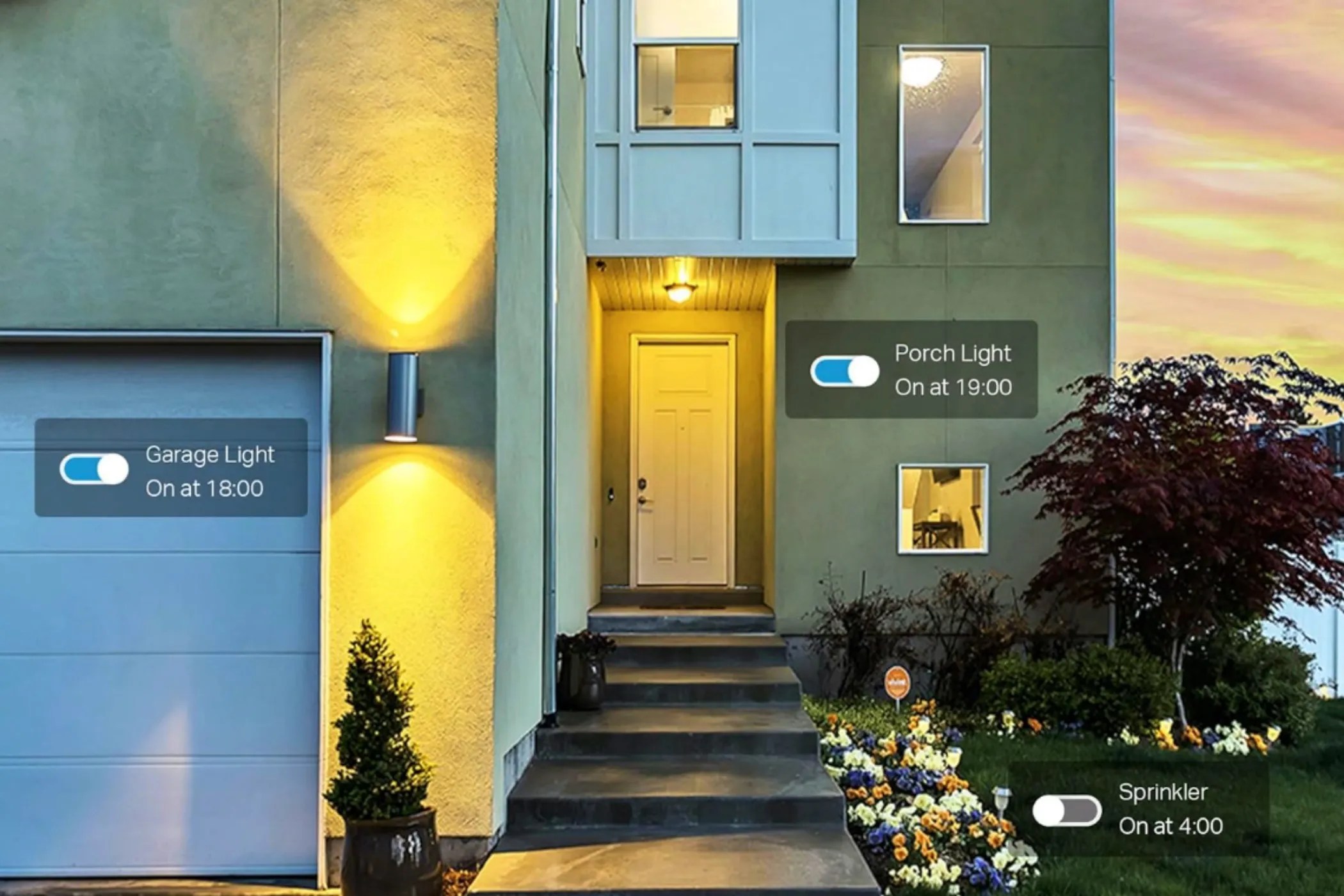 A home showing the scheduling information of a Tapo P400M Smart Outdoor Plug.