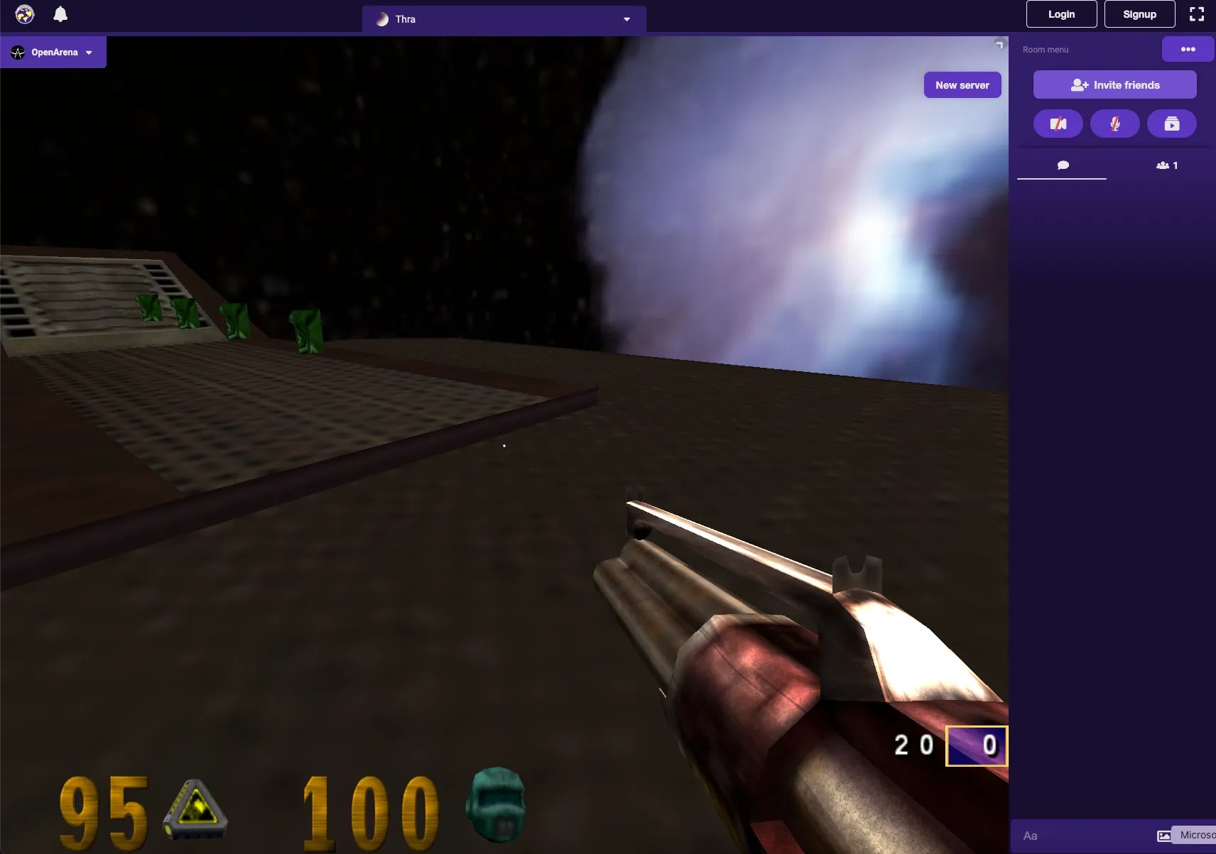 Open Arena running in a browser.