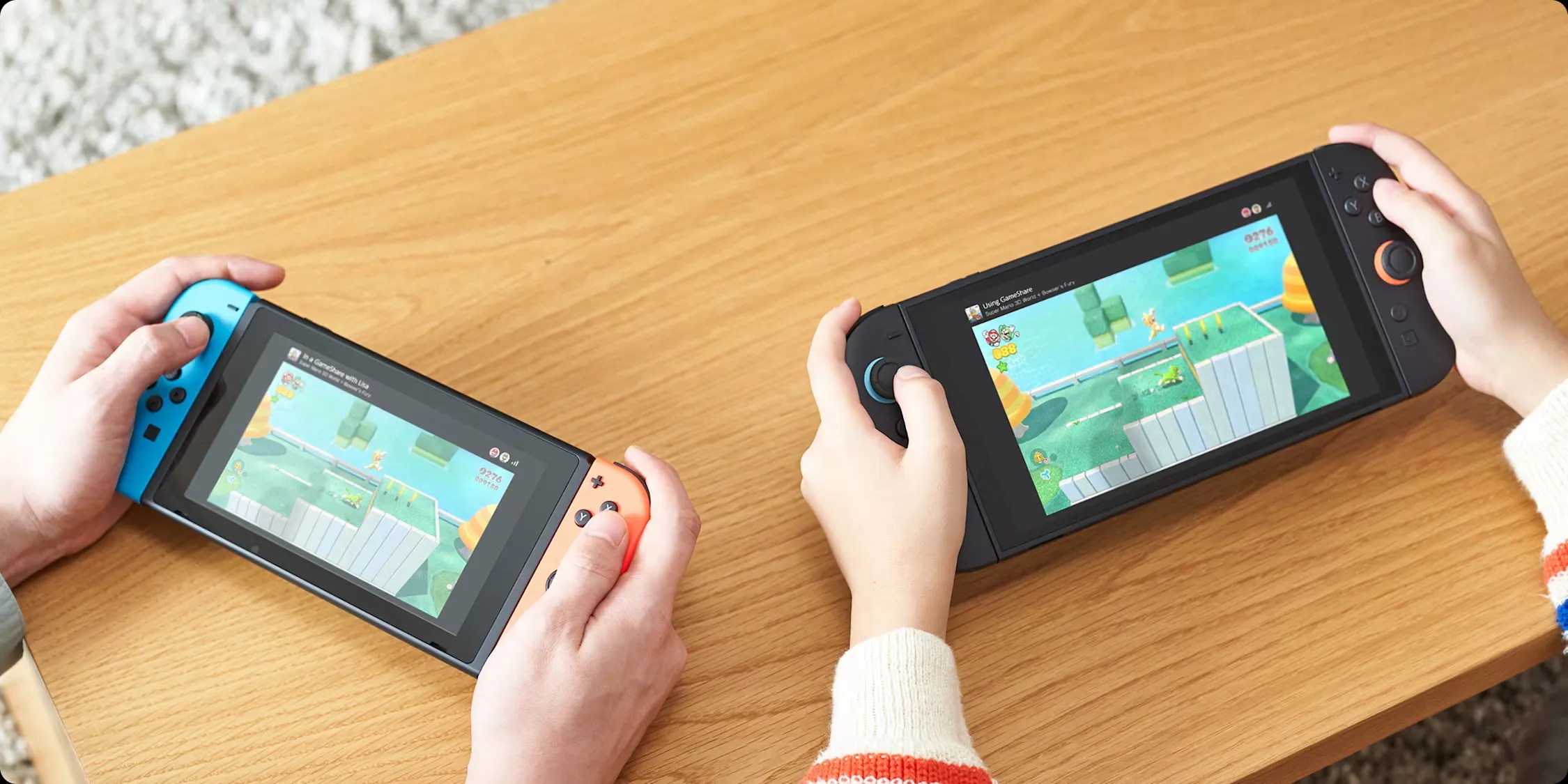 A Switch 2 using GameShare with a Switch 1.