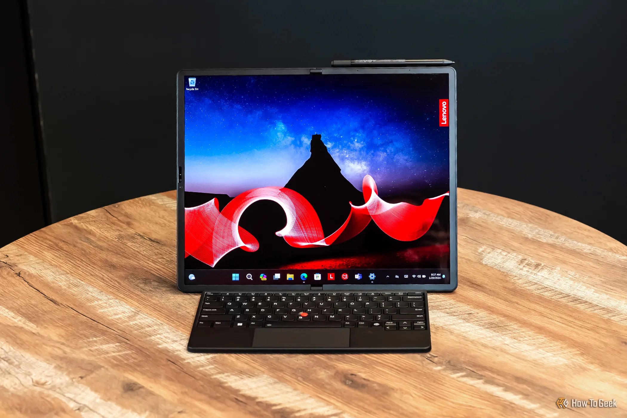 The Lenovo ThinkPad X1 Fold in the horizontal orientation.