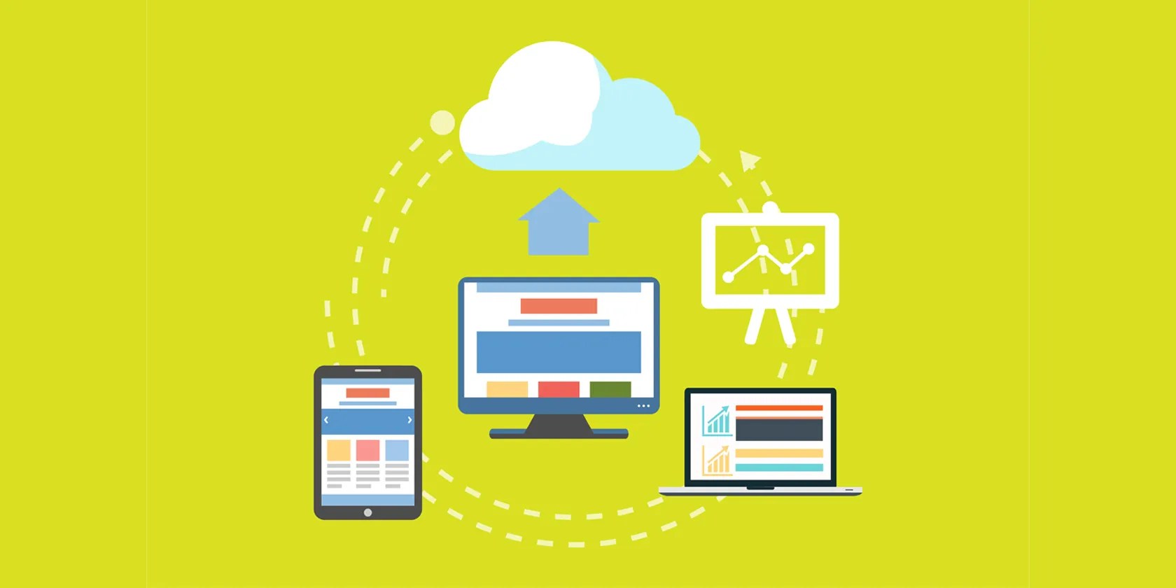 Network cloud storage across devices graphic