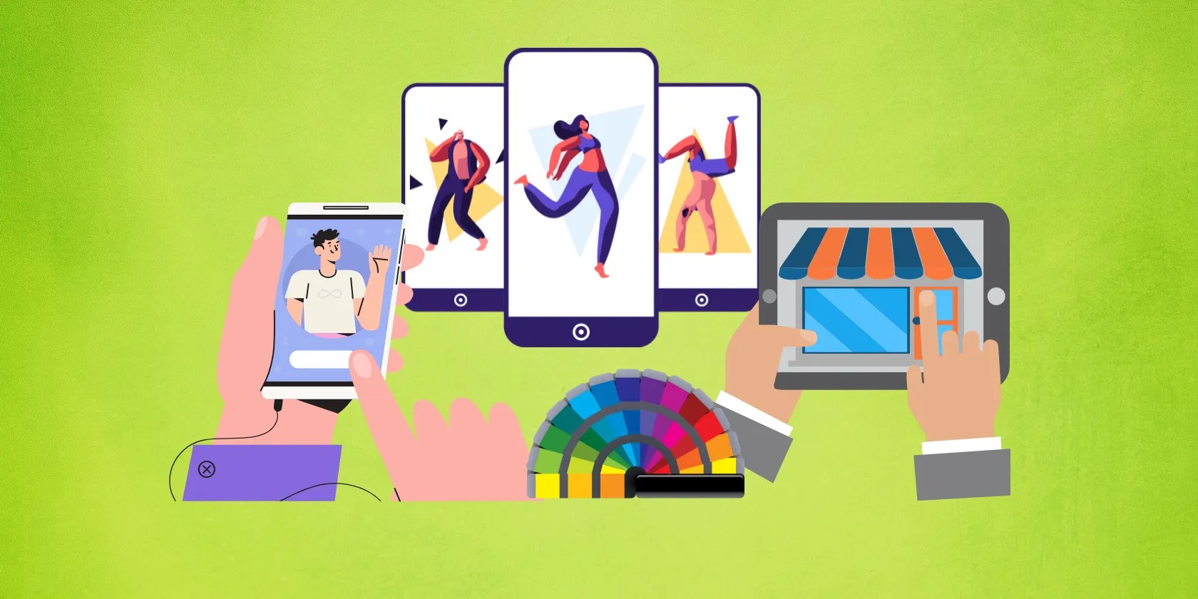 Illustration of mobile app design elements