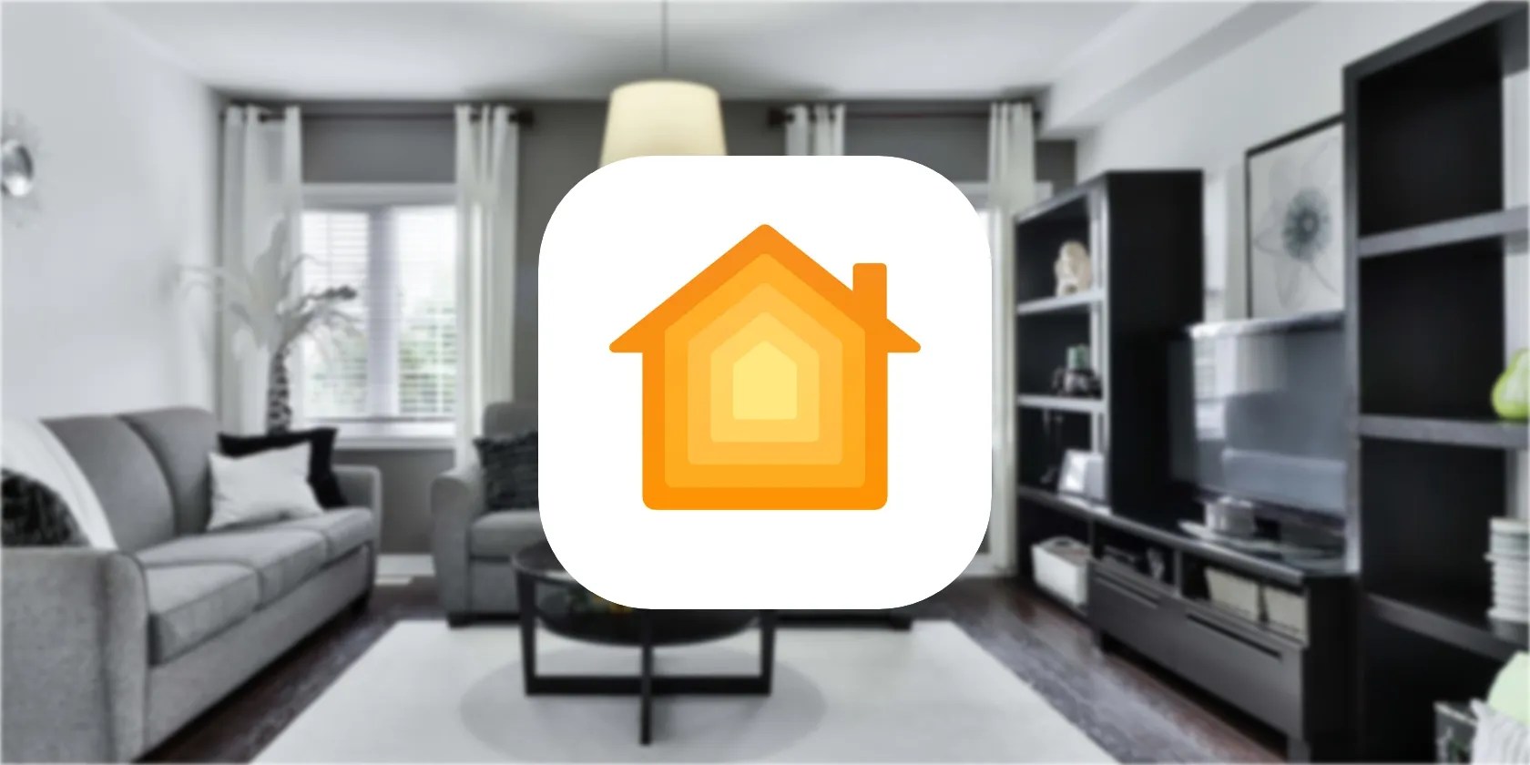 HomeKit logo in front of living room