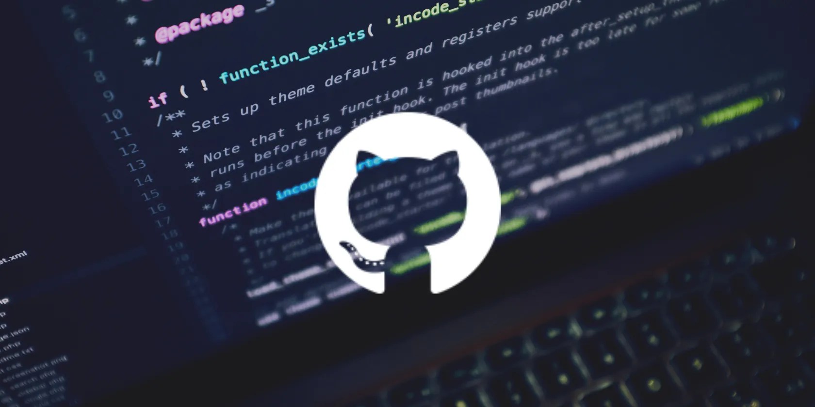 Code editor with GitHub logo