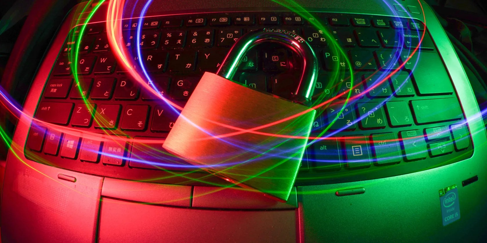 padlock over laptop keyboard
