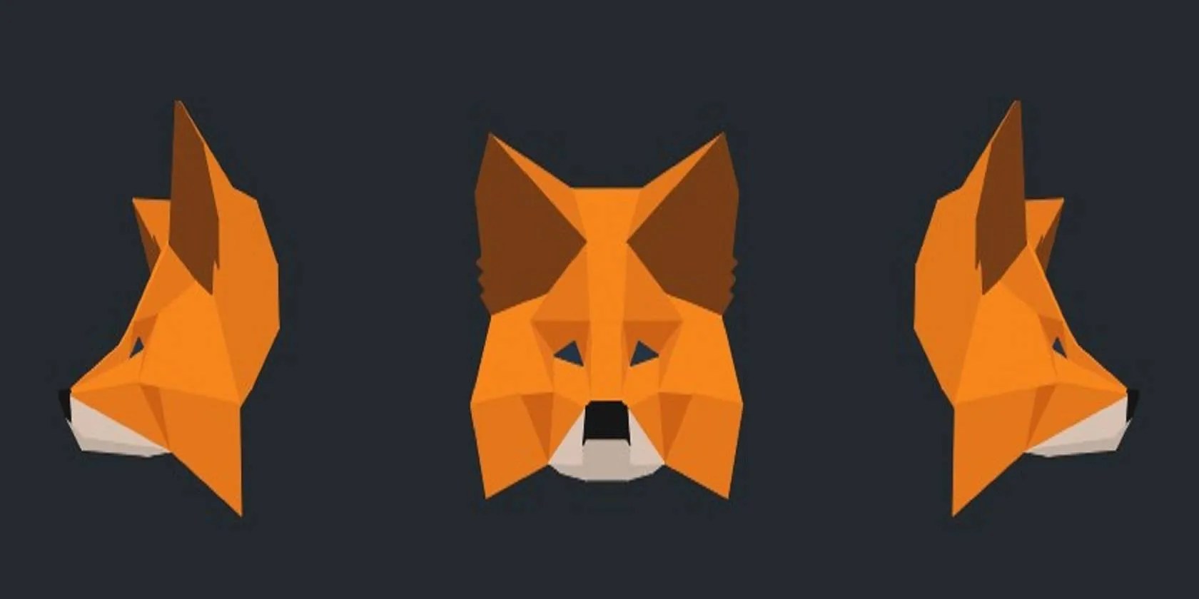 The MetaMask Fox from three angles.