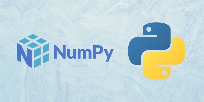 A light blue background image with NumPy and Python logos