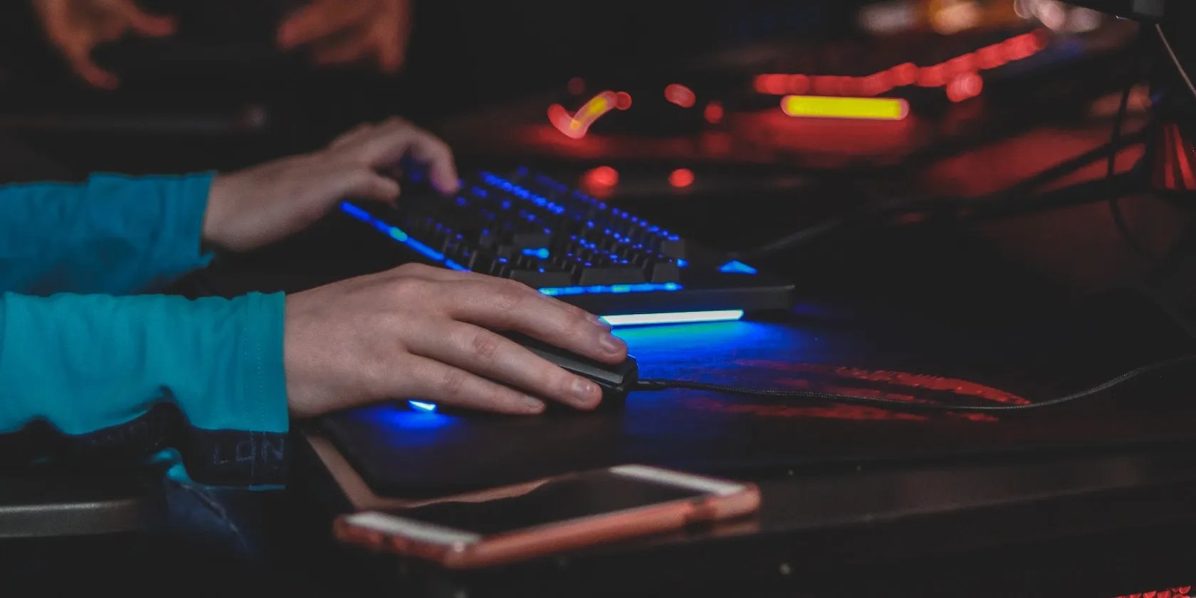 A person gaming on a PC