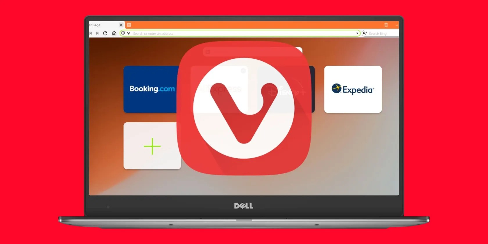 Laptop displaying Vivaldi browser&rsquo;s homepage