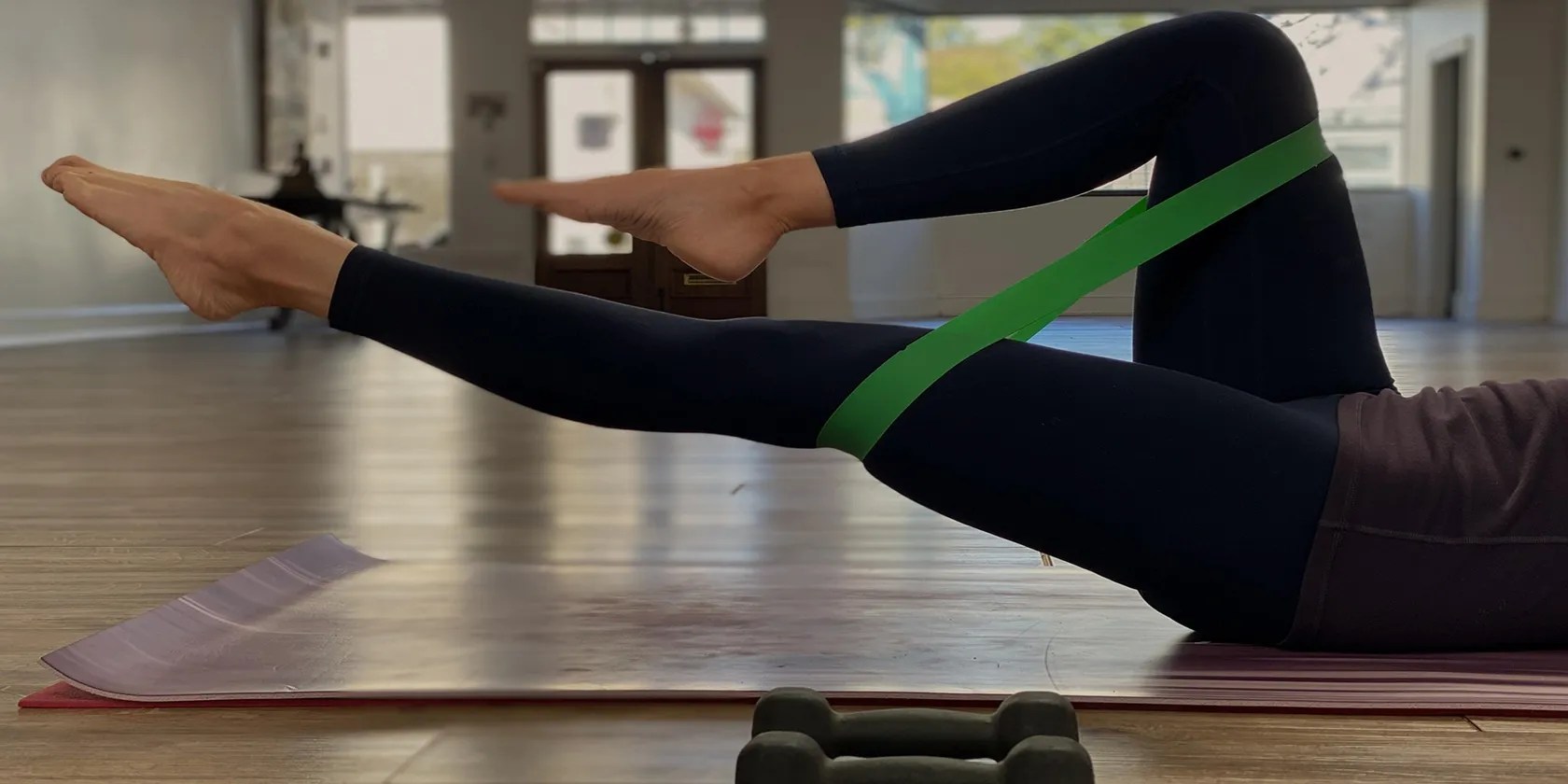 At-home workout with resistance band