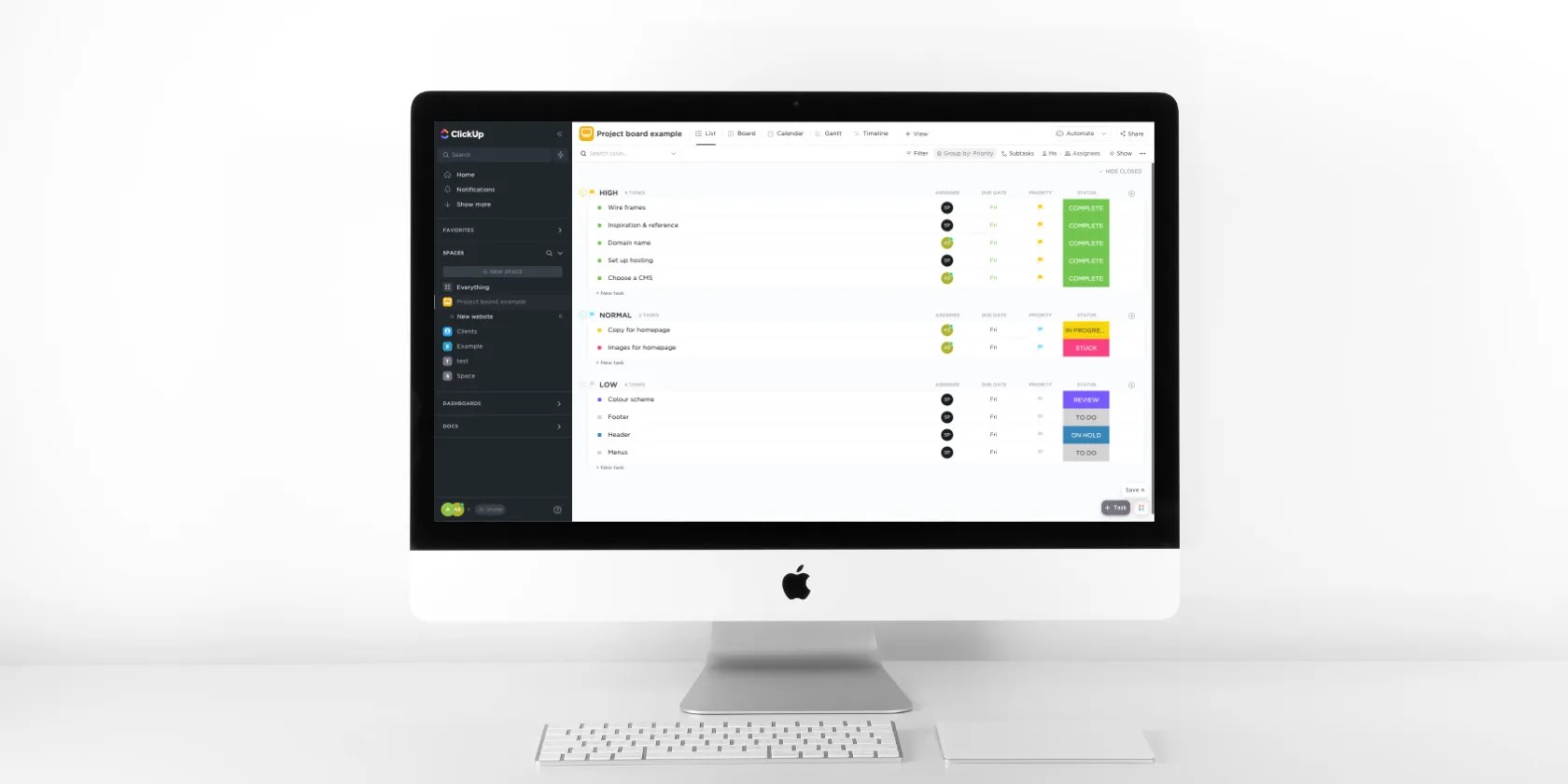 A computer with a project management software on display