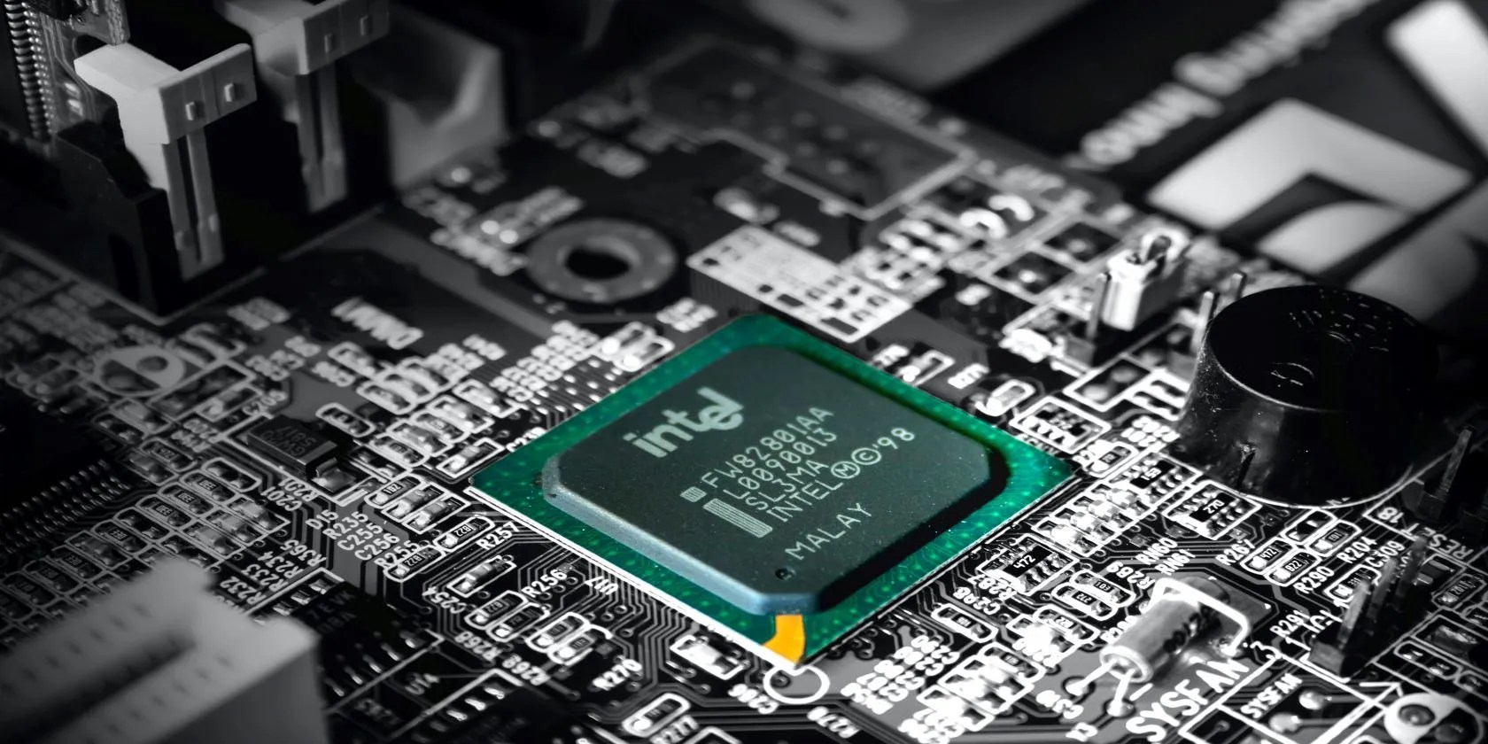 Intel processor on motherboard