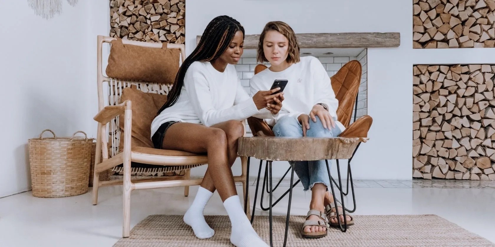 Friends using iPhone together