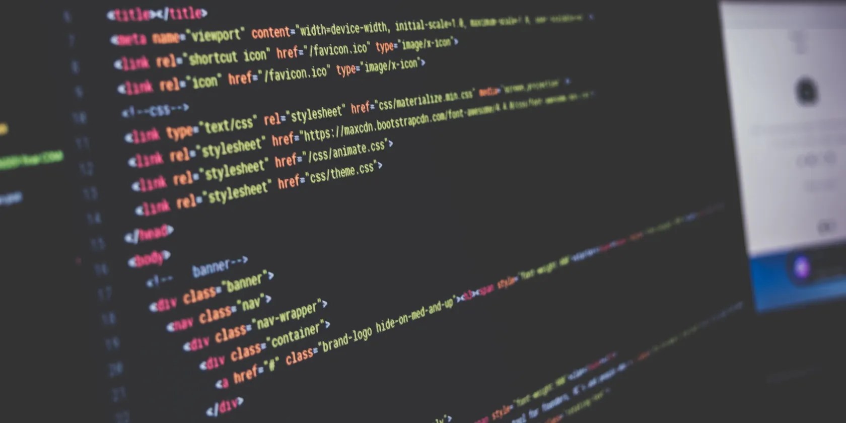 HTML Code on a Computer Screen