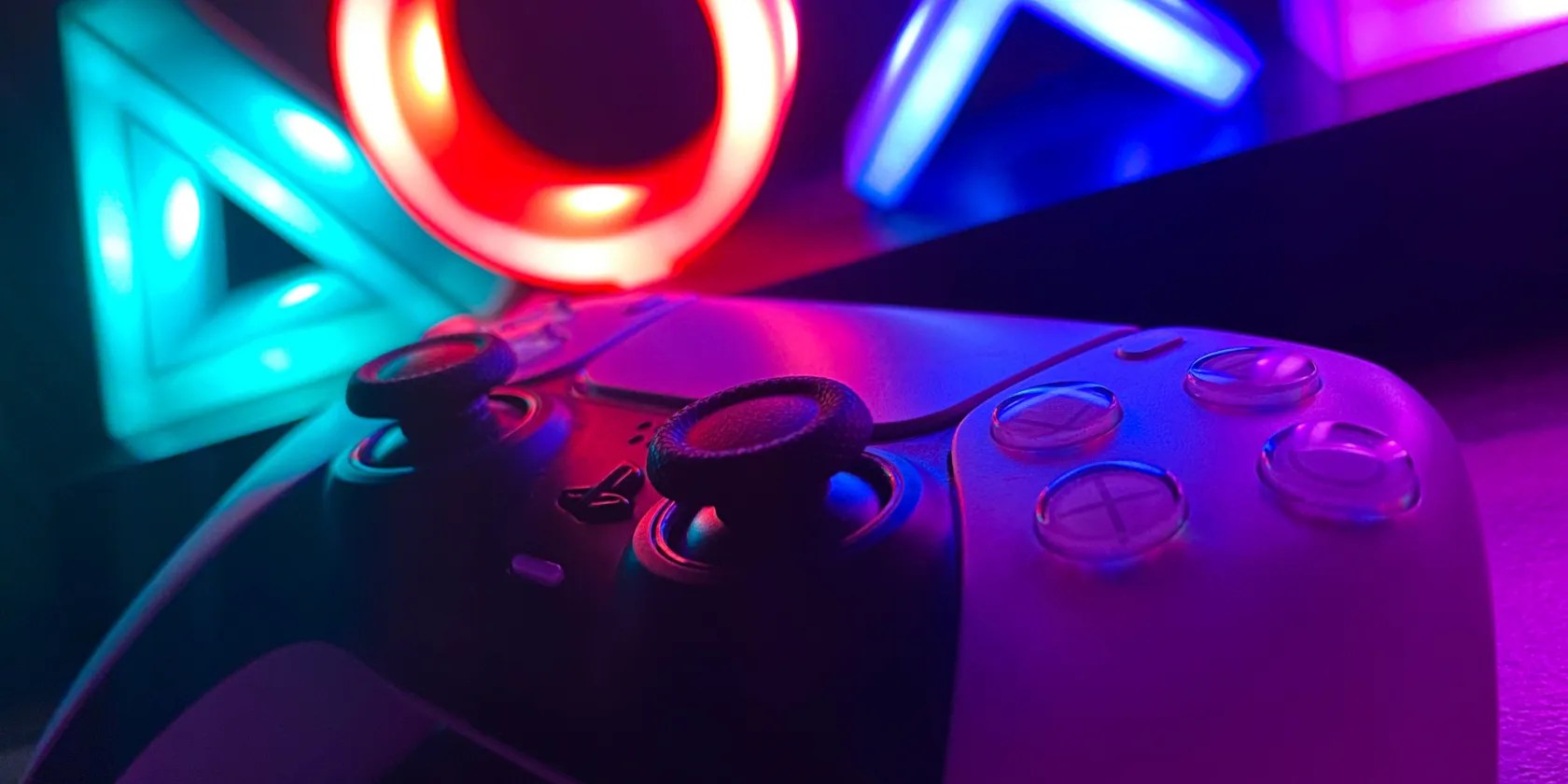 Video game controller with light up and colorful background