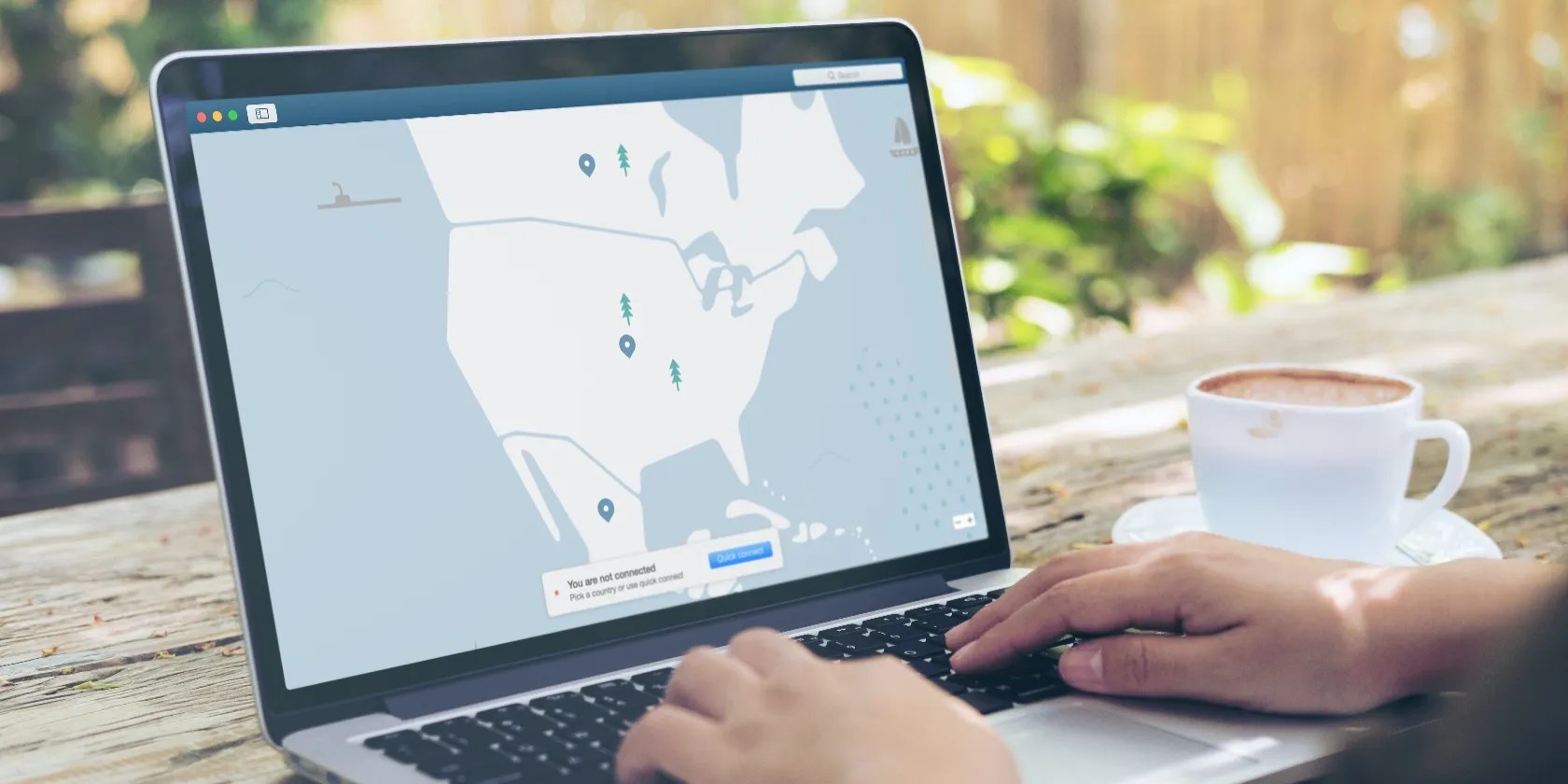 vpn map on laptop screen outside