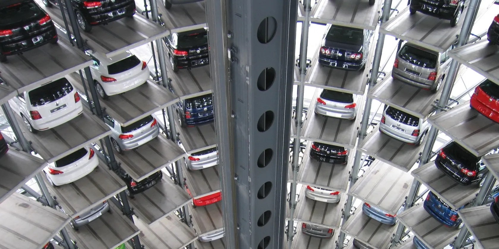 multiple stories of parked vehicles