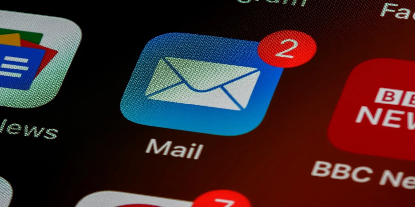 email app icon on a smartphone