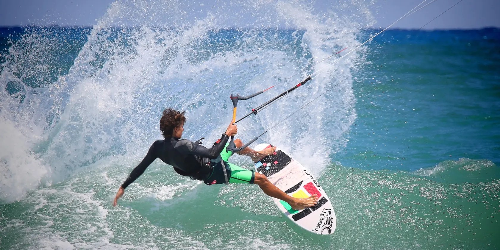 Man doing kitesurfing