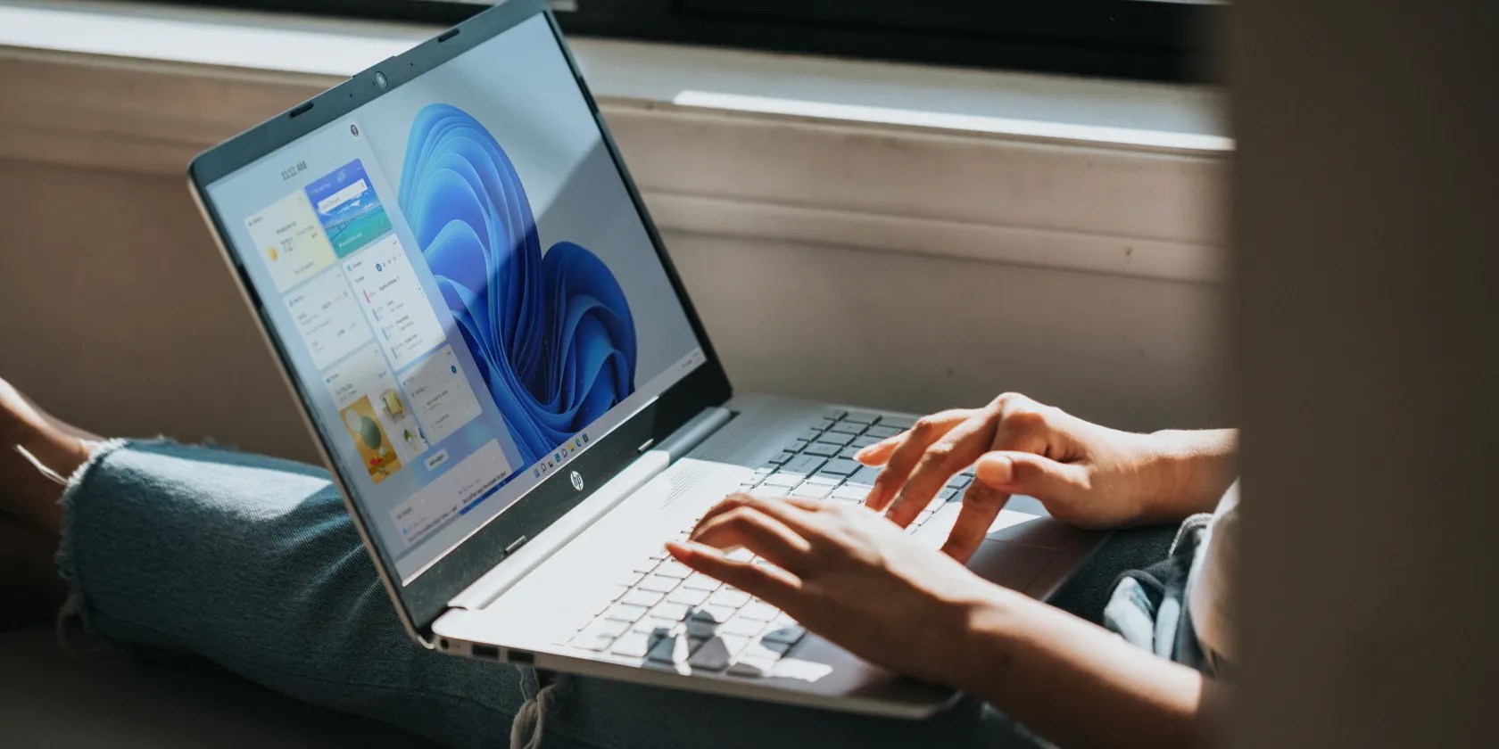 Someone using a laptop