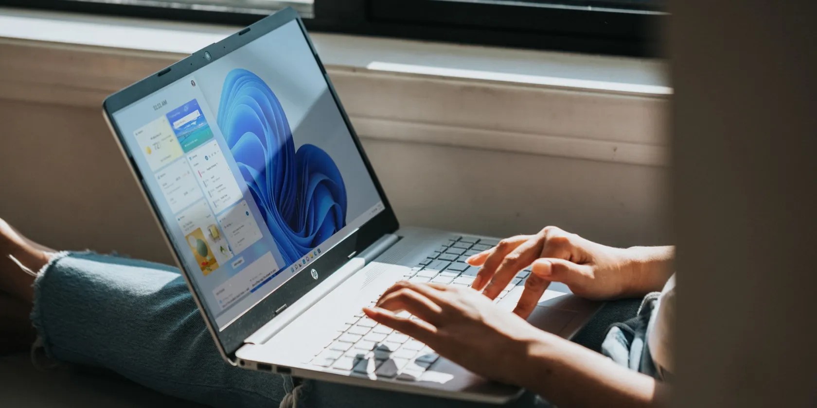 Person Working On Windows Laptop