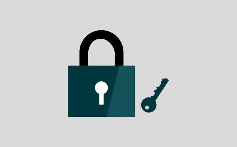 Padlock and key illustrating security