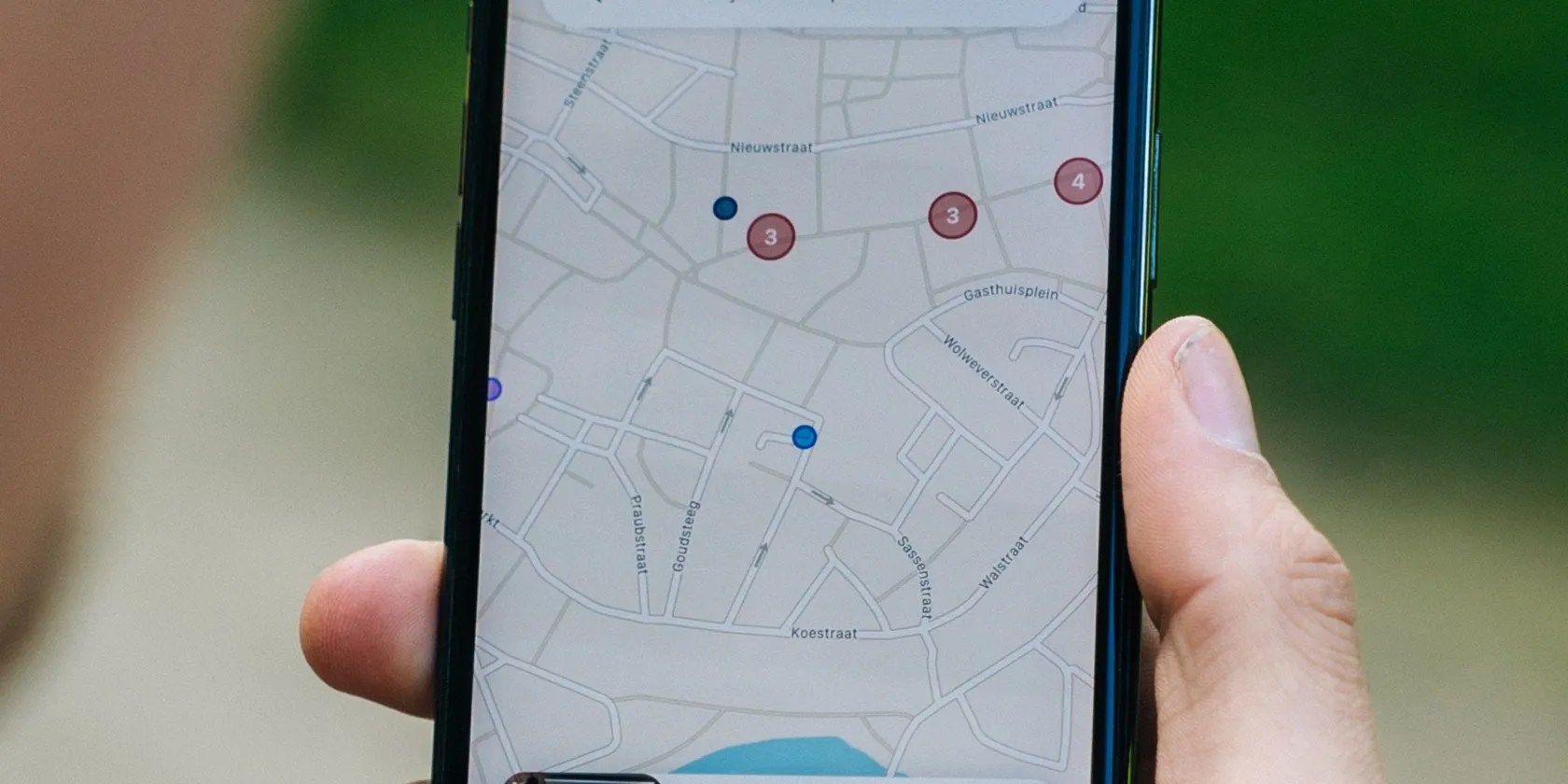 iPhone map showing pinpoints