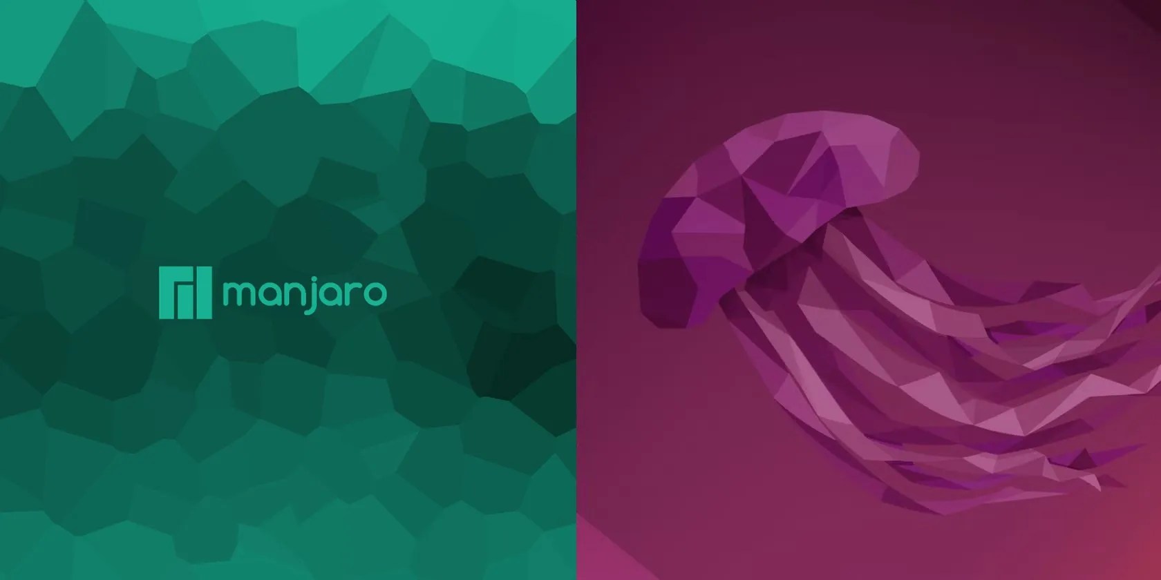 manjaro and ubuntu desktops side by side