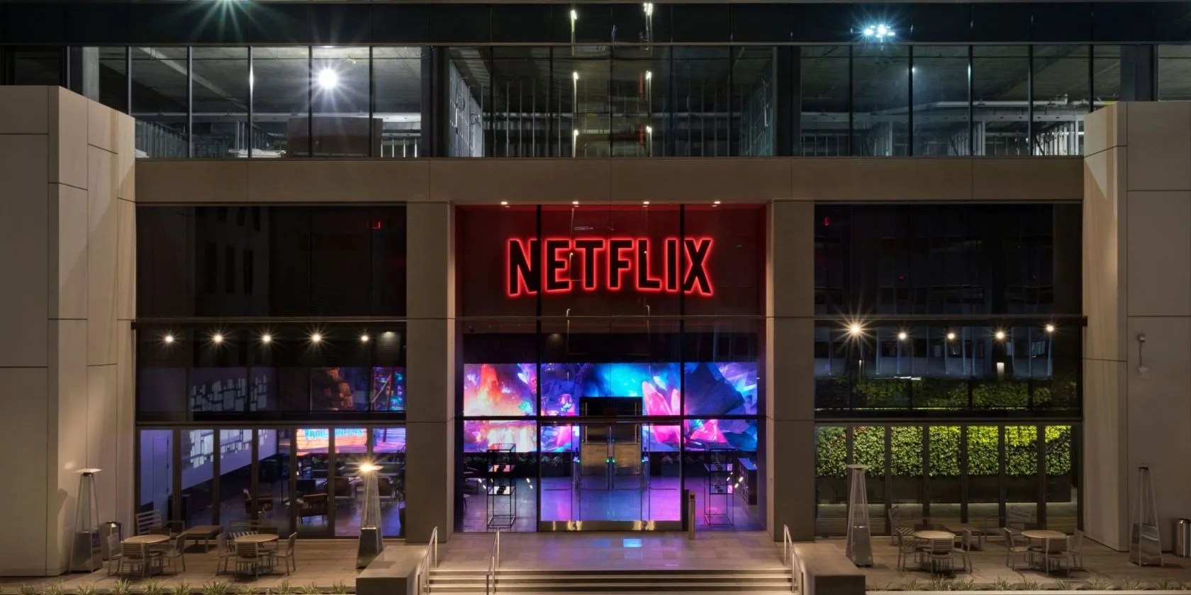 Netflix logo on a building