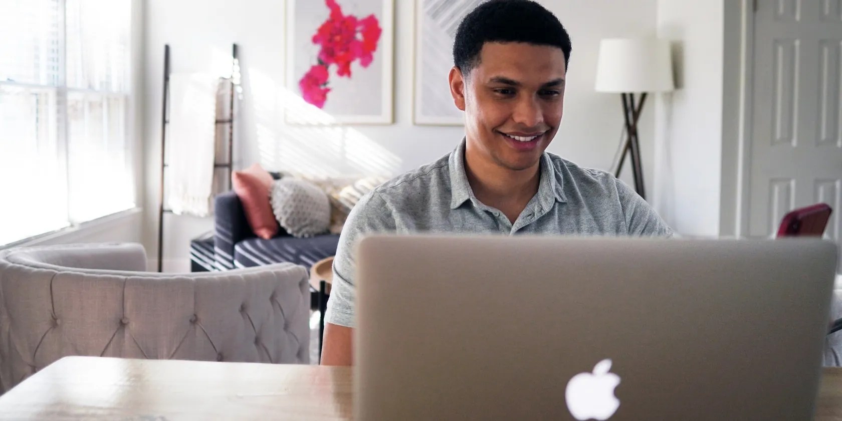 Man Working on a computer at home