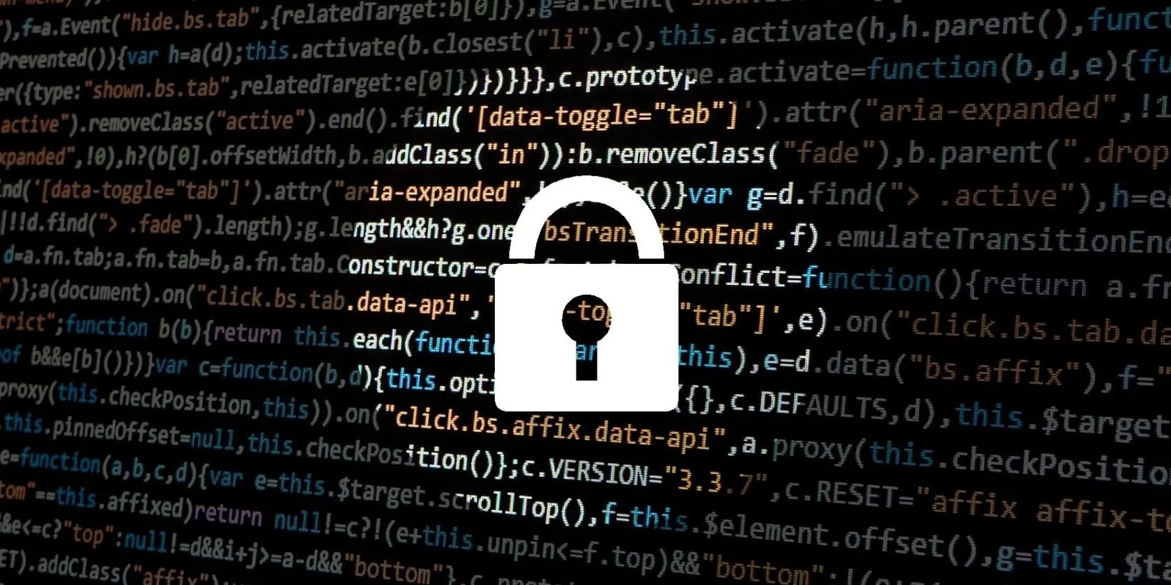 lock symbol in front of computer code