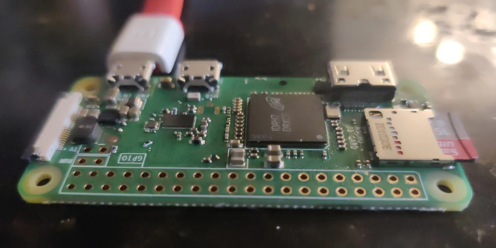 Raspberry Pi zero W on a kitchen worktop