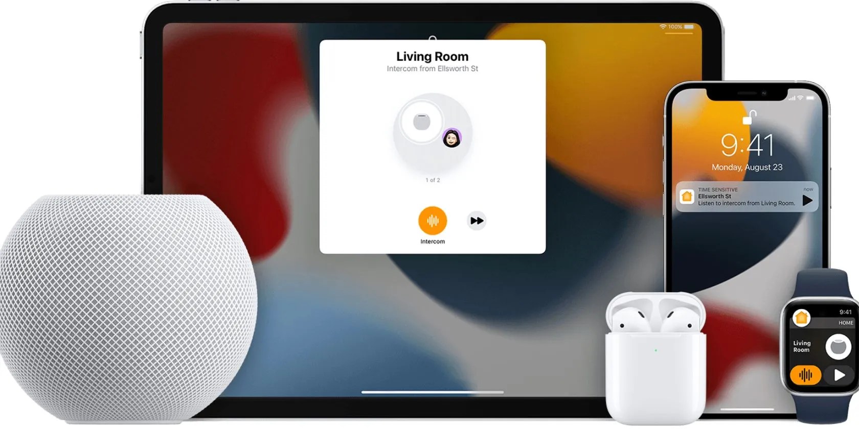 Apple devices with intercom function on display