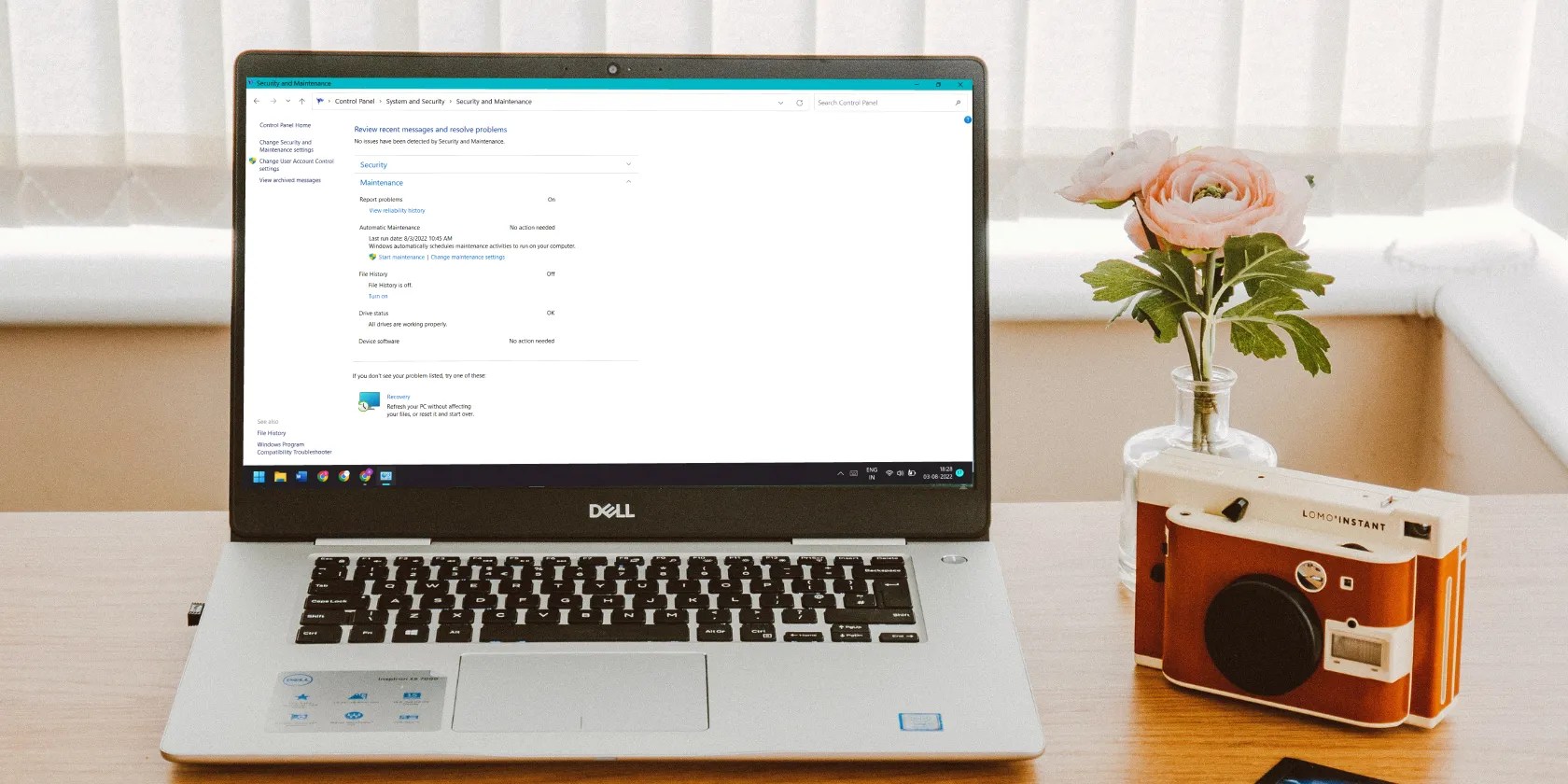 Security and Maintenance feature in Control Panel on Windows 11