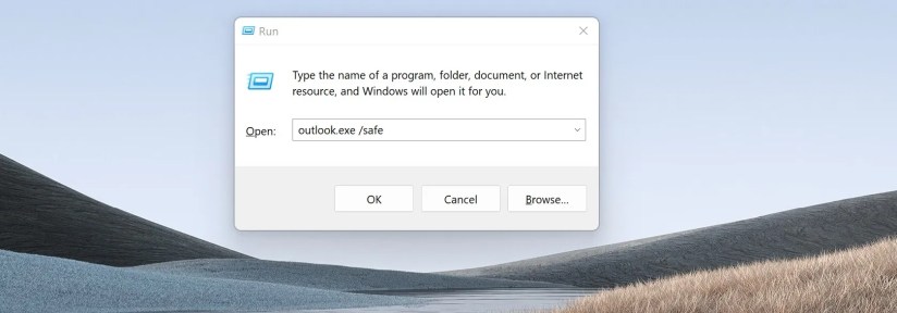 Running Outlook in Safe Mode Using Command in Run Dialog Box