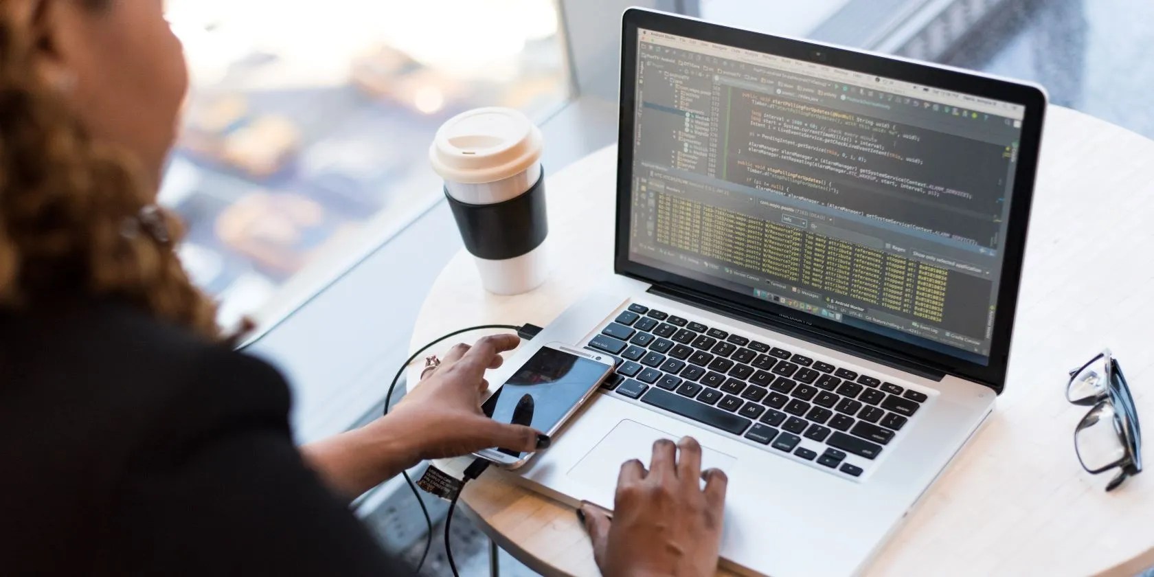 Laptop displaying code