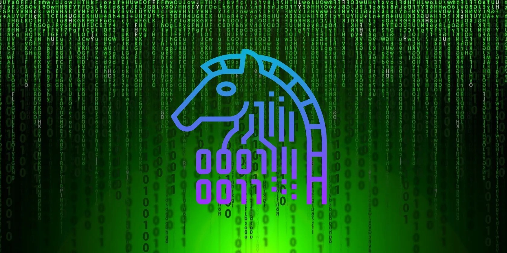 graphic of horse in front of green matrix background