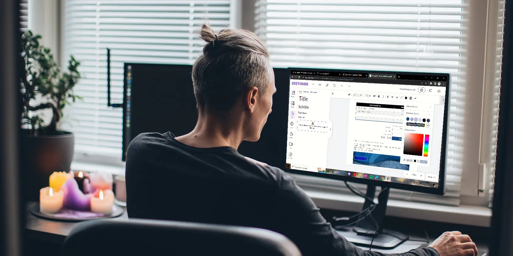 A man editing a pdf invoice on his PC