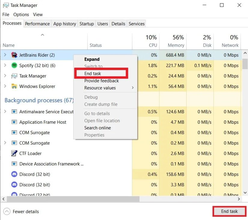 Ending a Process on Task Manager