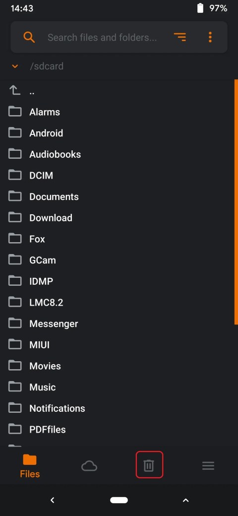 files section in a custom recovery