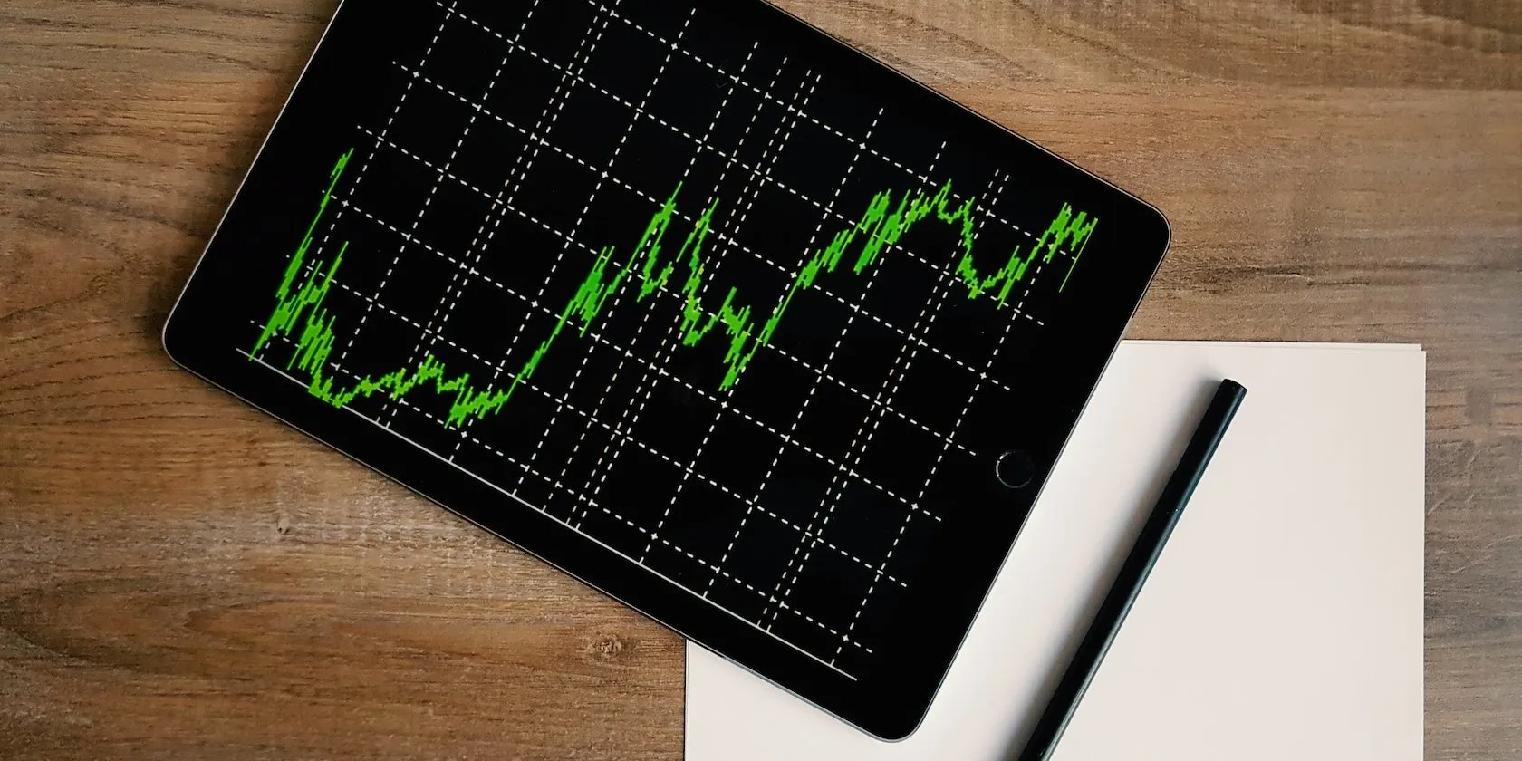 A line graph displayed on an ipad