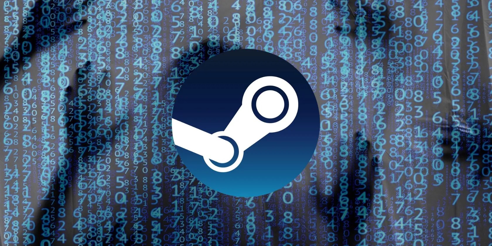 blue matrix background behind steam logo
