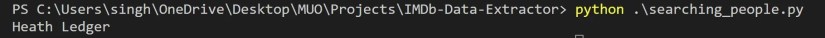 python terminal output imdb search person