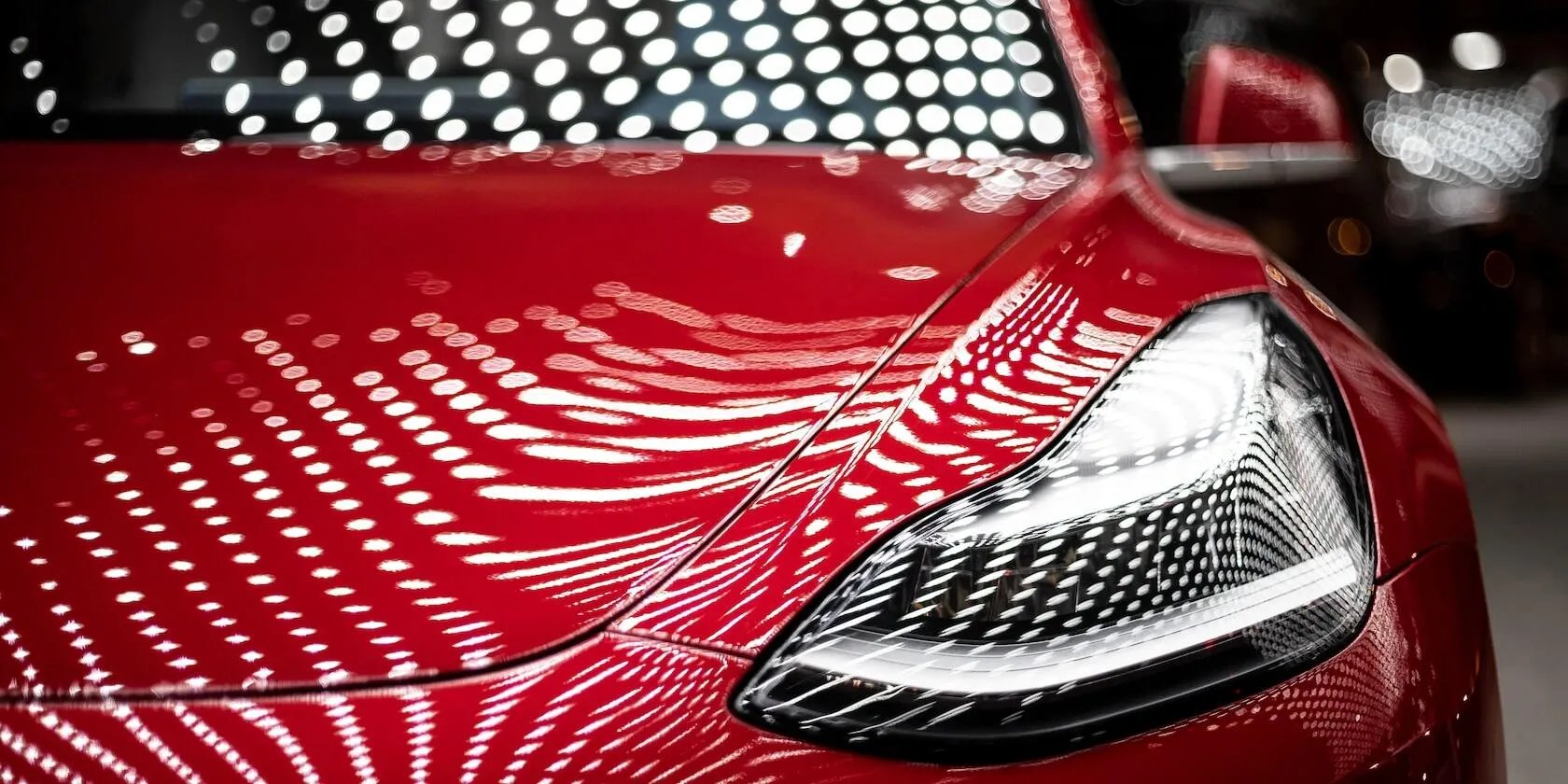 Close-up photograph of a Tesla