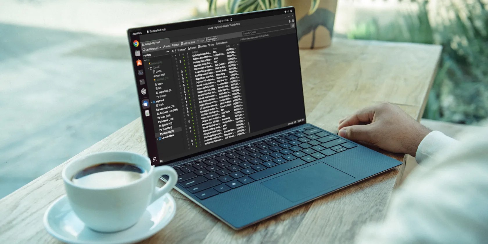 a person using thunderbird on a laptop