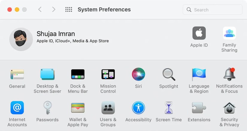 System Preferences on Mac
