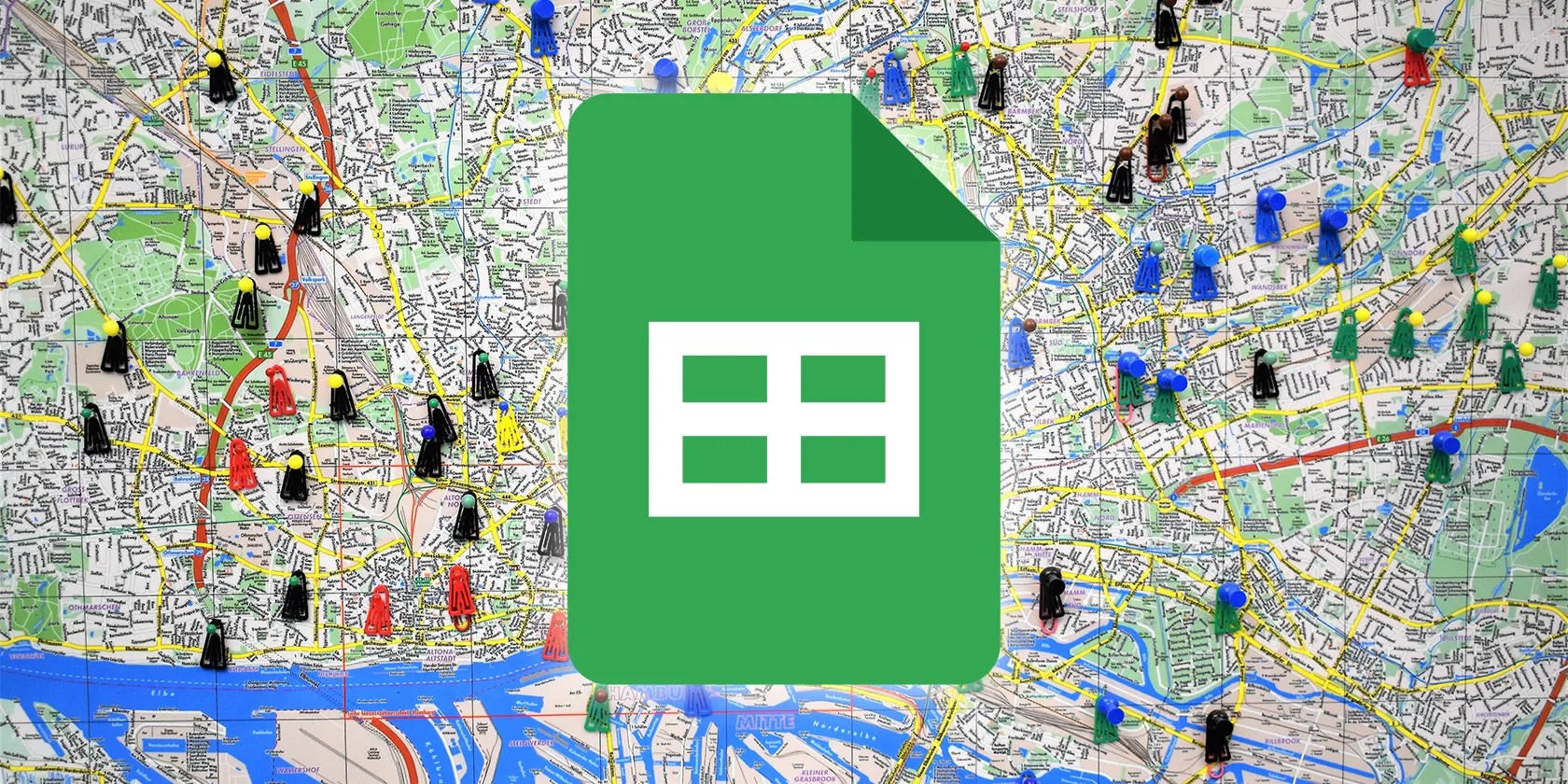 Google Sheets logo over a map