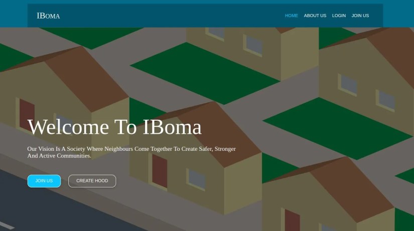 Image shows project landing page