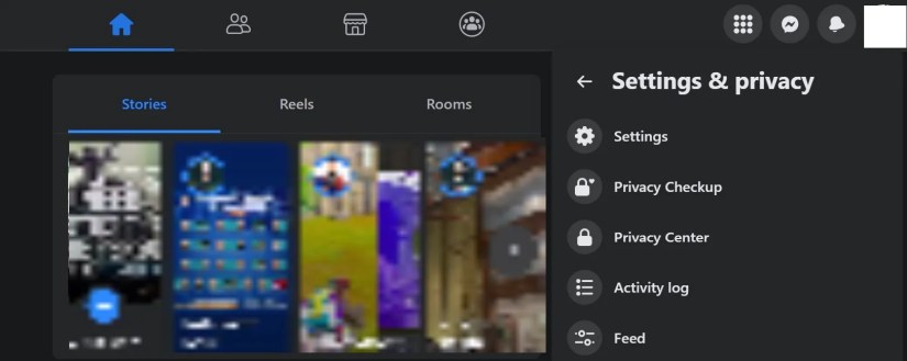 Opening Facebook Settings on Facebook Web Client