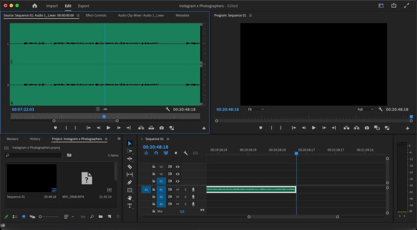 Screenshot showing the interface of Adobe Premiere Pro